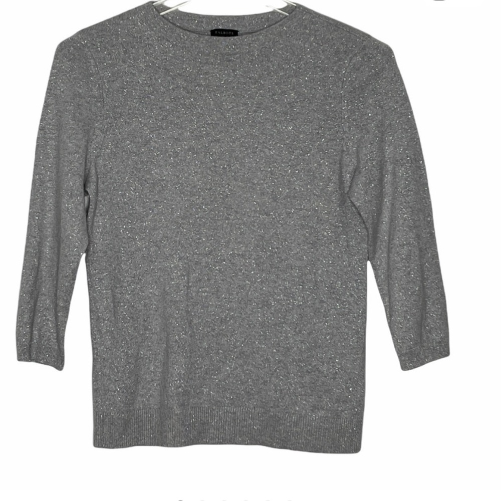 Sweater Silver Gray Metallic Crew Neck Size M